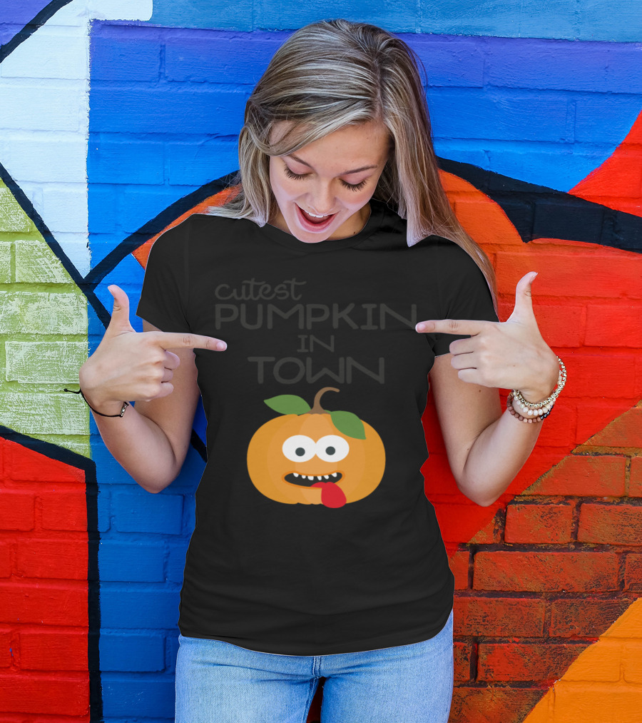 Cutest Pumpkin In Town With Goofy Face And Red Tongue T-Shirt