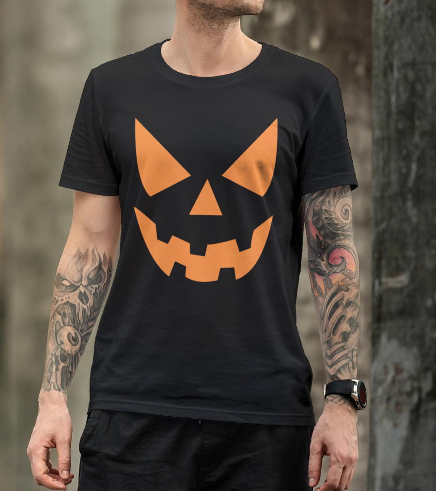Creepy Pumpkin Face Halloween Jack O' Lantern Grin T-Shirt
