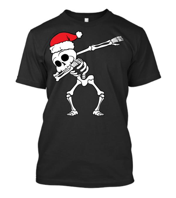 Christmas Dabbing Dab Skeleton Santa Hat T-Shirt