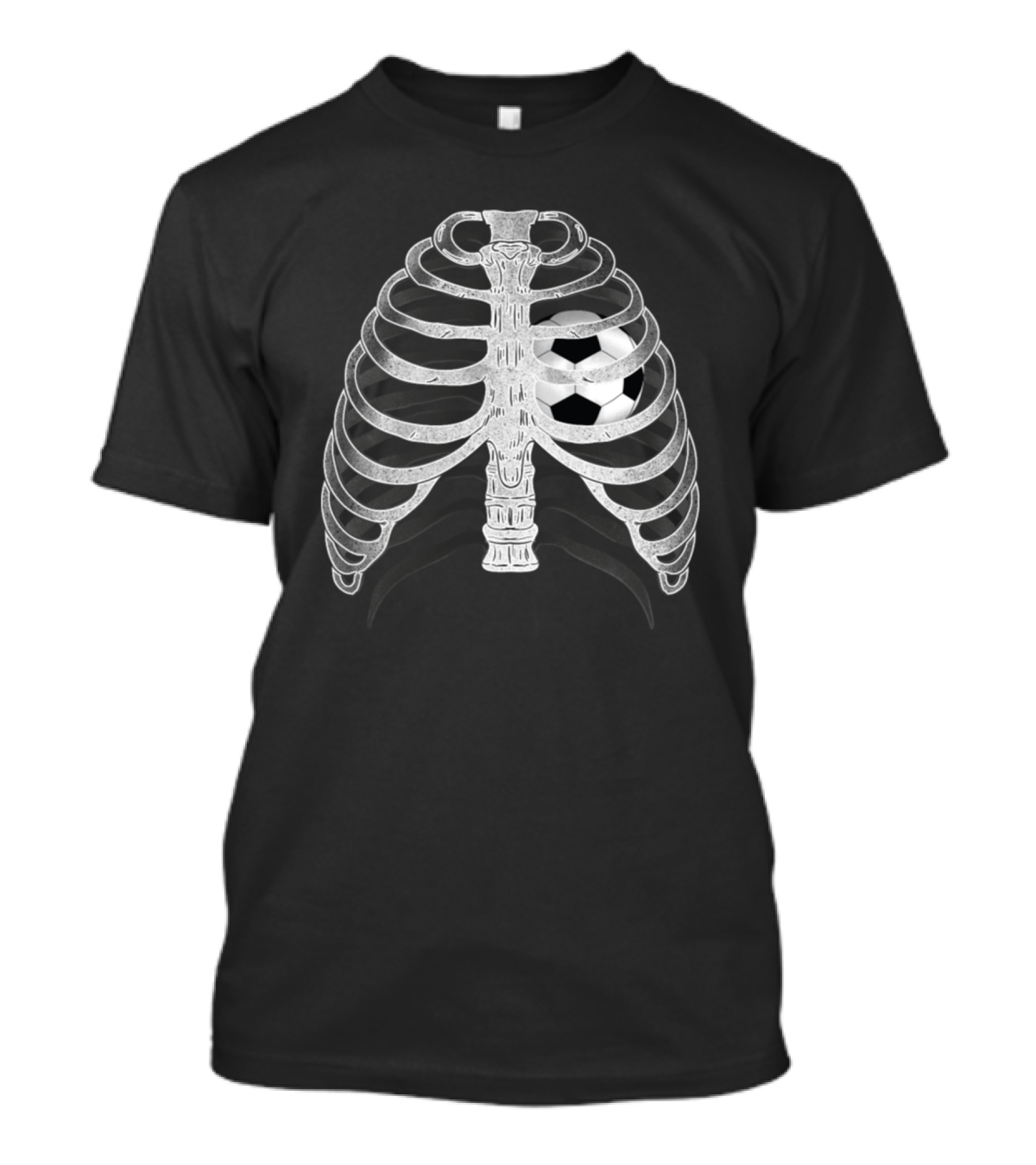 Skeleton X Ray Ribcage With Soccer Ball Heart T-Shirt