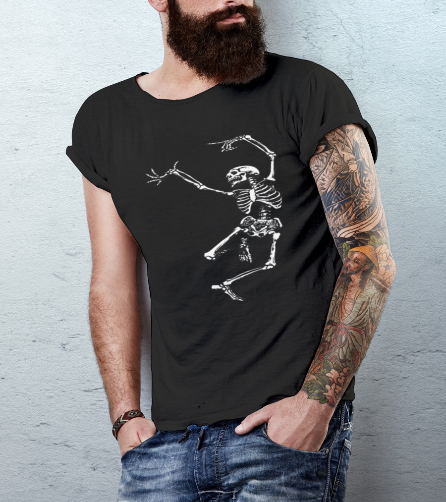 Skleton Dance White Skeleton Dancing Pose T-Shirt