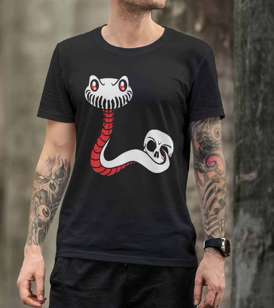 Deadly Skull Snake With Hungry Worm Skeleton Look T-Shirt