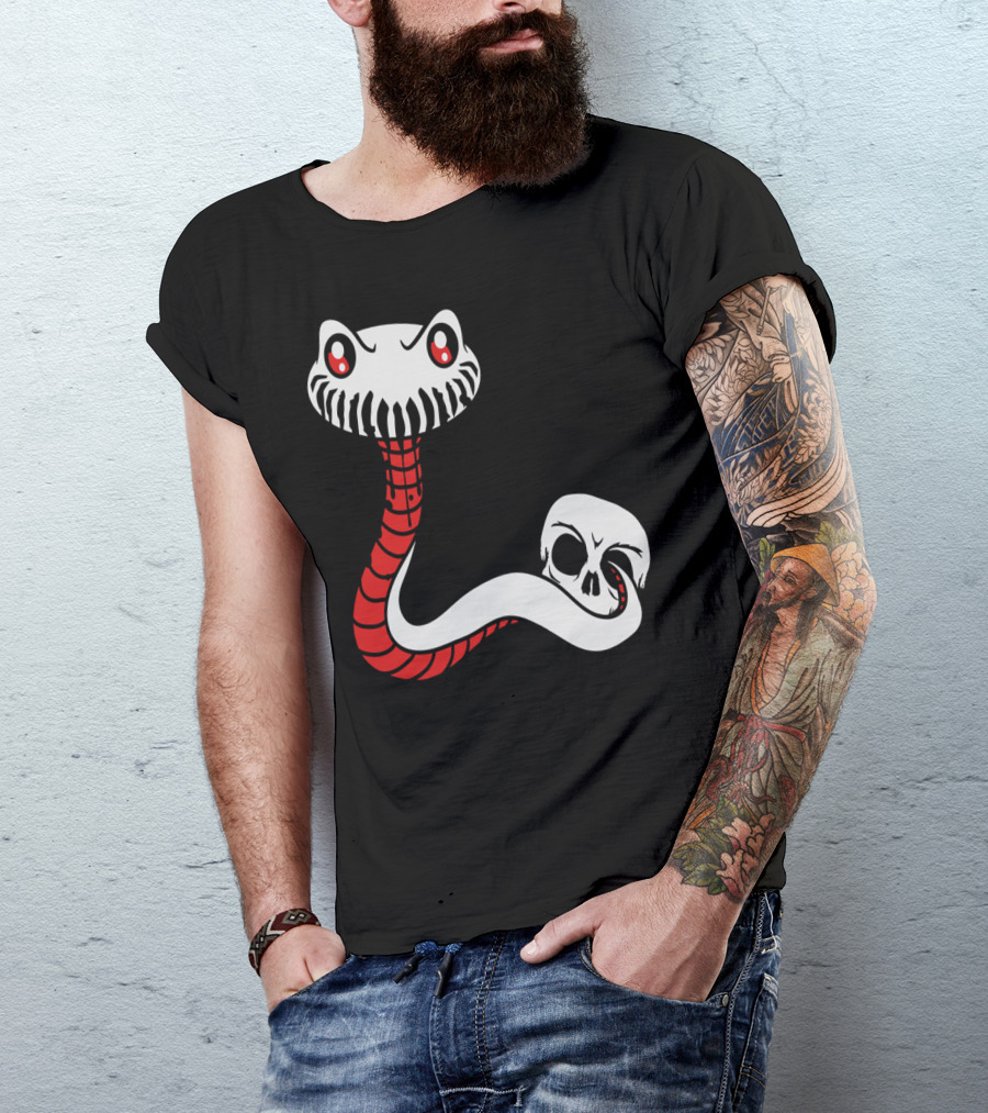 Deadly Skull Snake With Hungry Worm Skeleton Look T-Shirt
