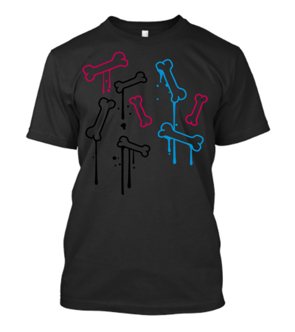 Graffiti Drops Dripping Bones Pattern Skeleton T-Shirt