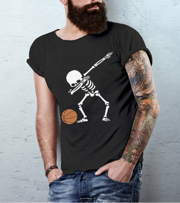 Basketball Dab Skeleton Funny Ball Play Game T-Shirt