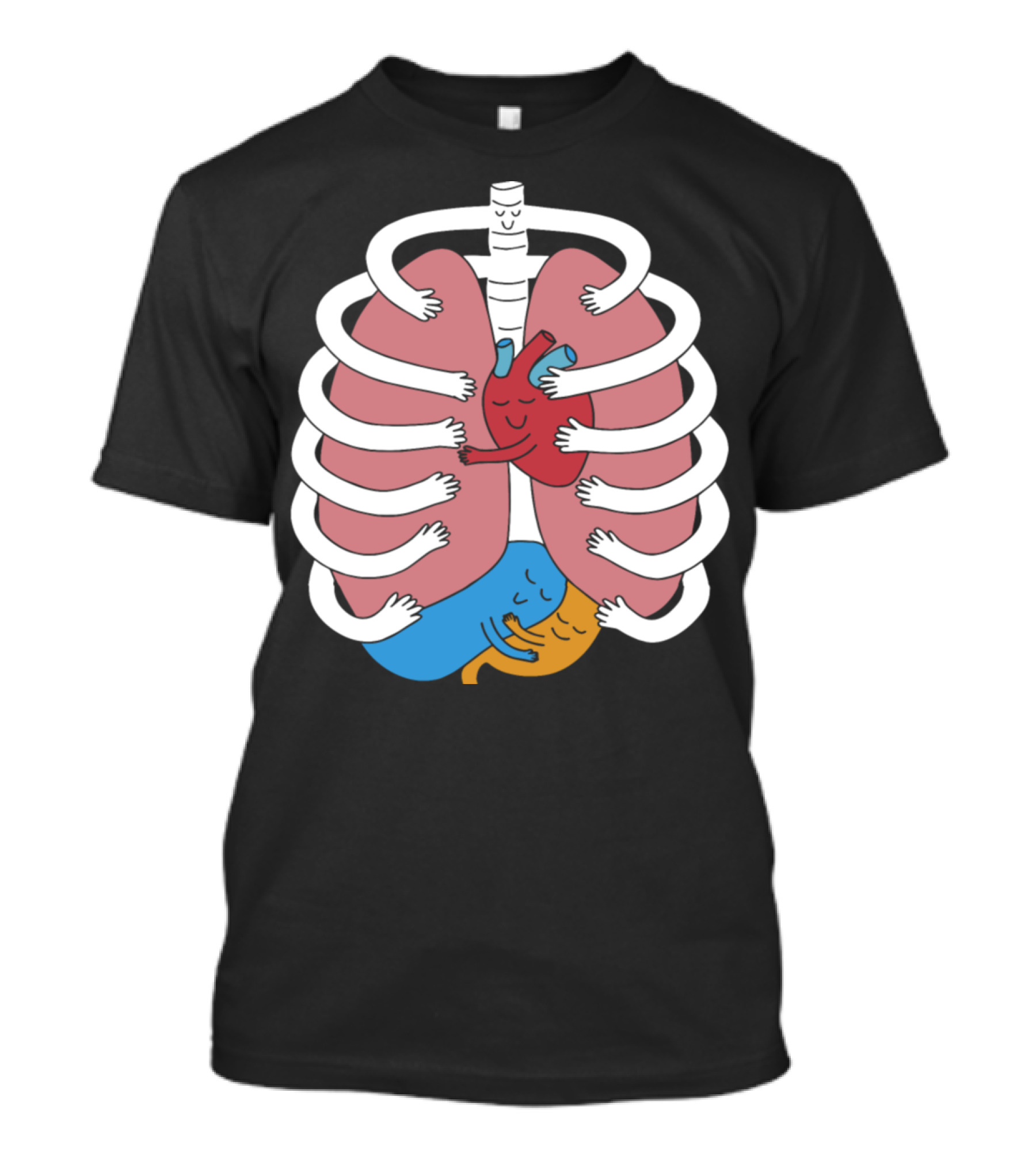 Hugging Anatomy Costume Funny Skeleton Organs Embrace T-Shirt