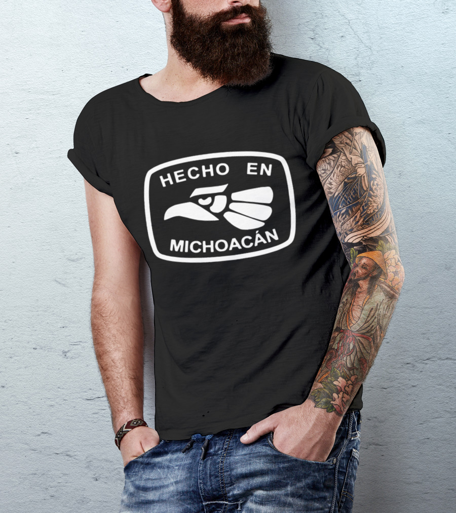 Hecho En Michoacán Michoacán Morelia Skeleton Bird Emblem T-Shirt