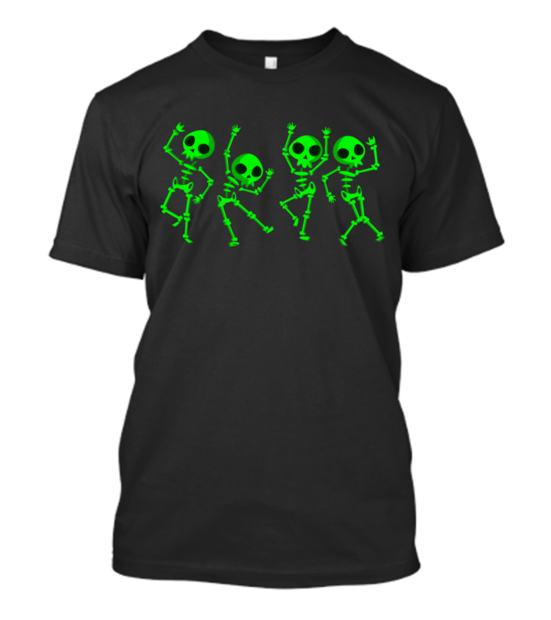 Glowing Green Dancing Human Skeletons Halloween Party T-Shirt