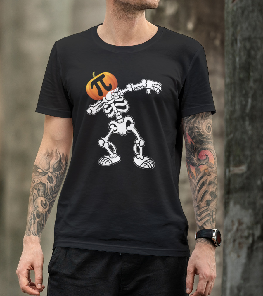 Halloween Math Pi Pumpkin Head Skeleton Dabbing T-Shirt