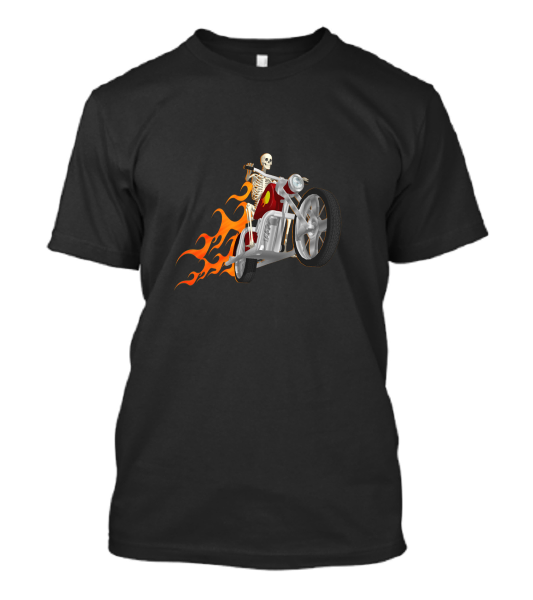Skeleton Motorcycle Rider With Flaming Trail T-Shirt