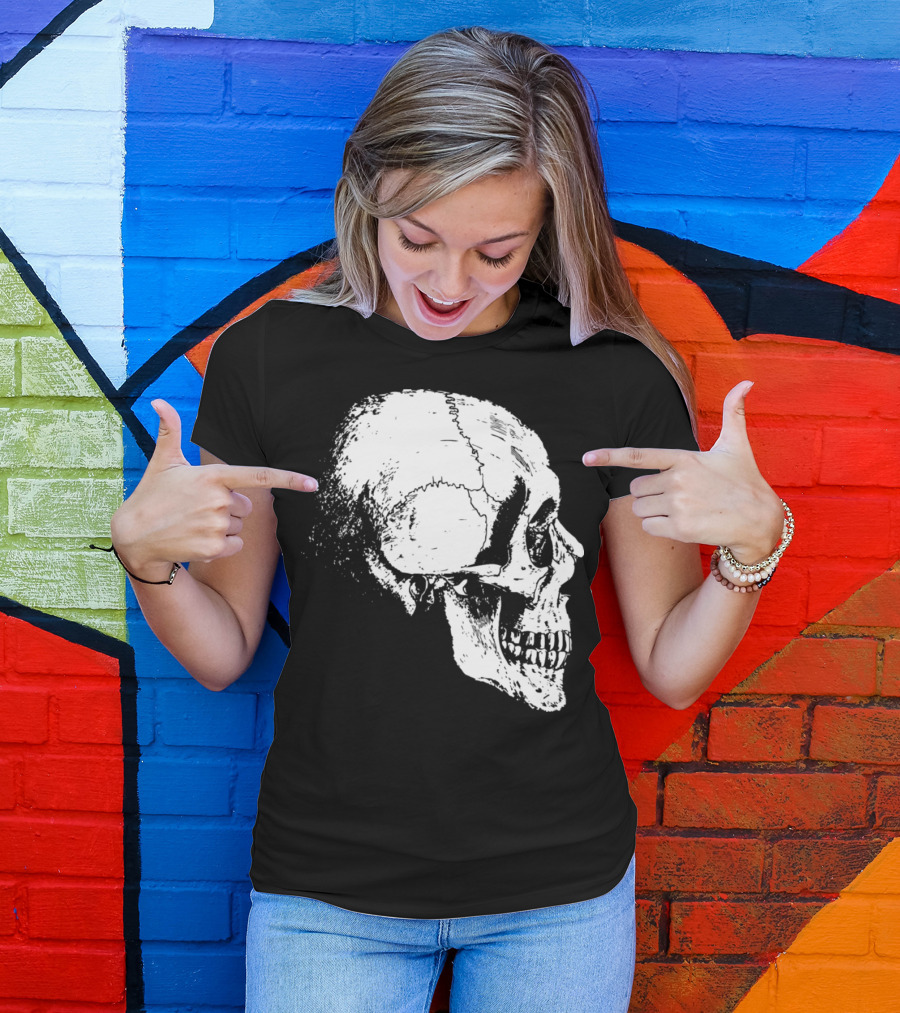 Skeleton Head Skull Side Profile T-Shirt