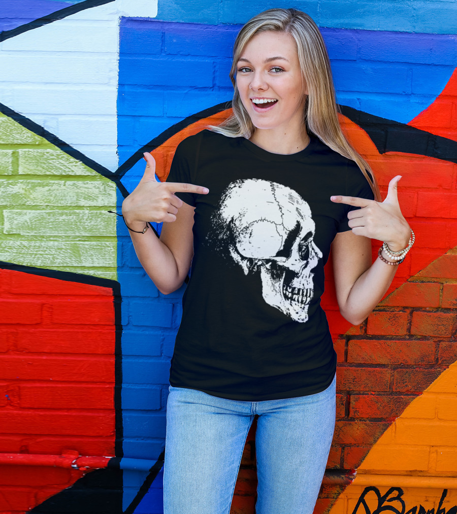 Skeleton Head Skull Side Profile T-Shirt