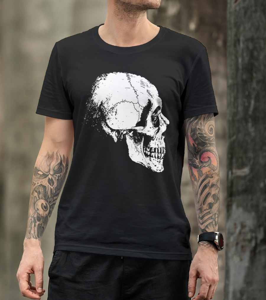 Skeleton Head Skull Side Profile T-Shirt