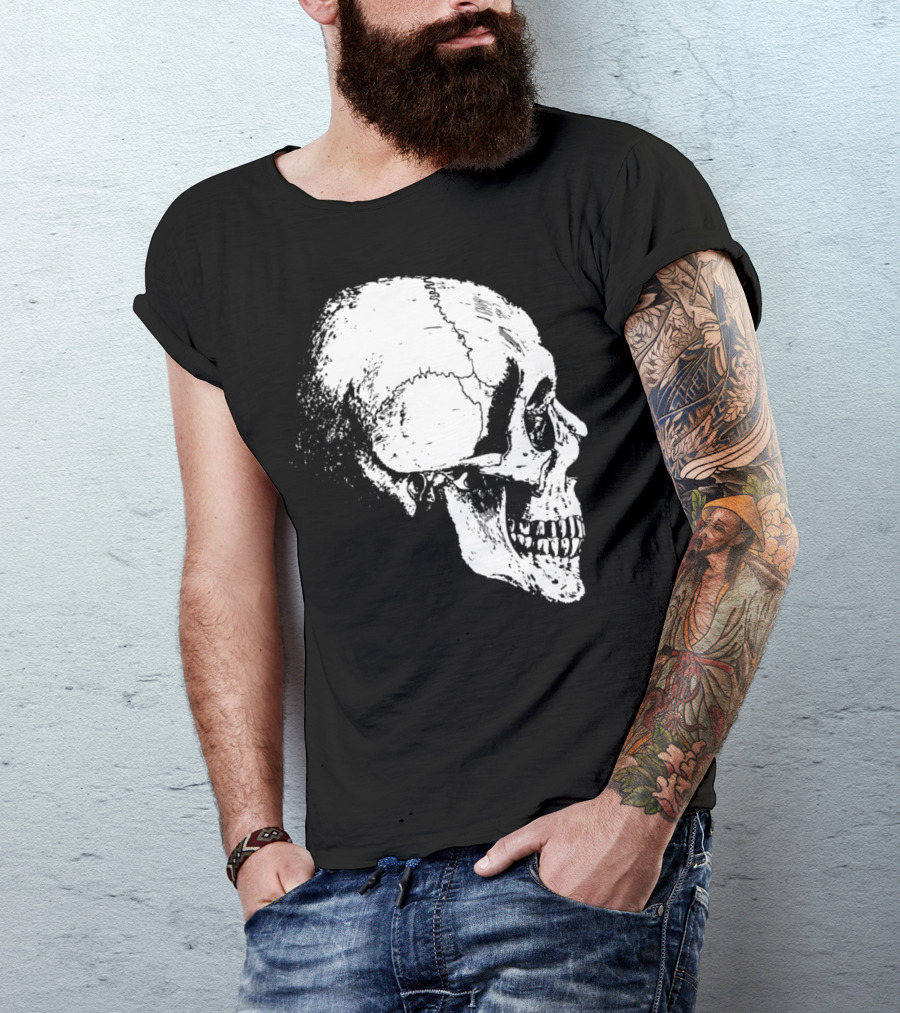 Skeleton Head Skull Side Profile T-Shirt