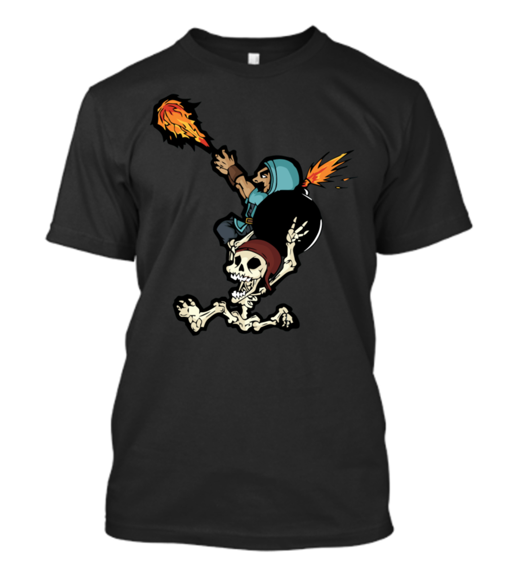 Clash Of Clans Wizard Riding Bomb With Skeleton Flame Attack T-Shirt