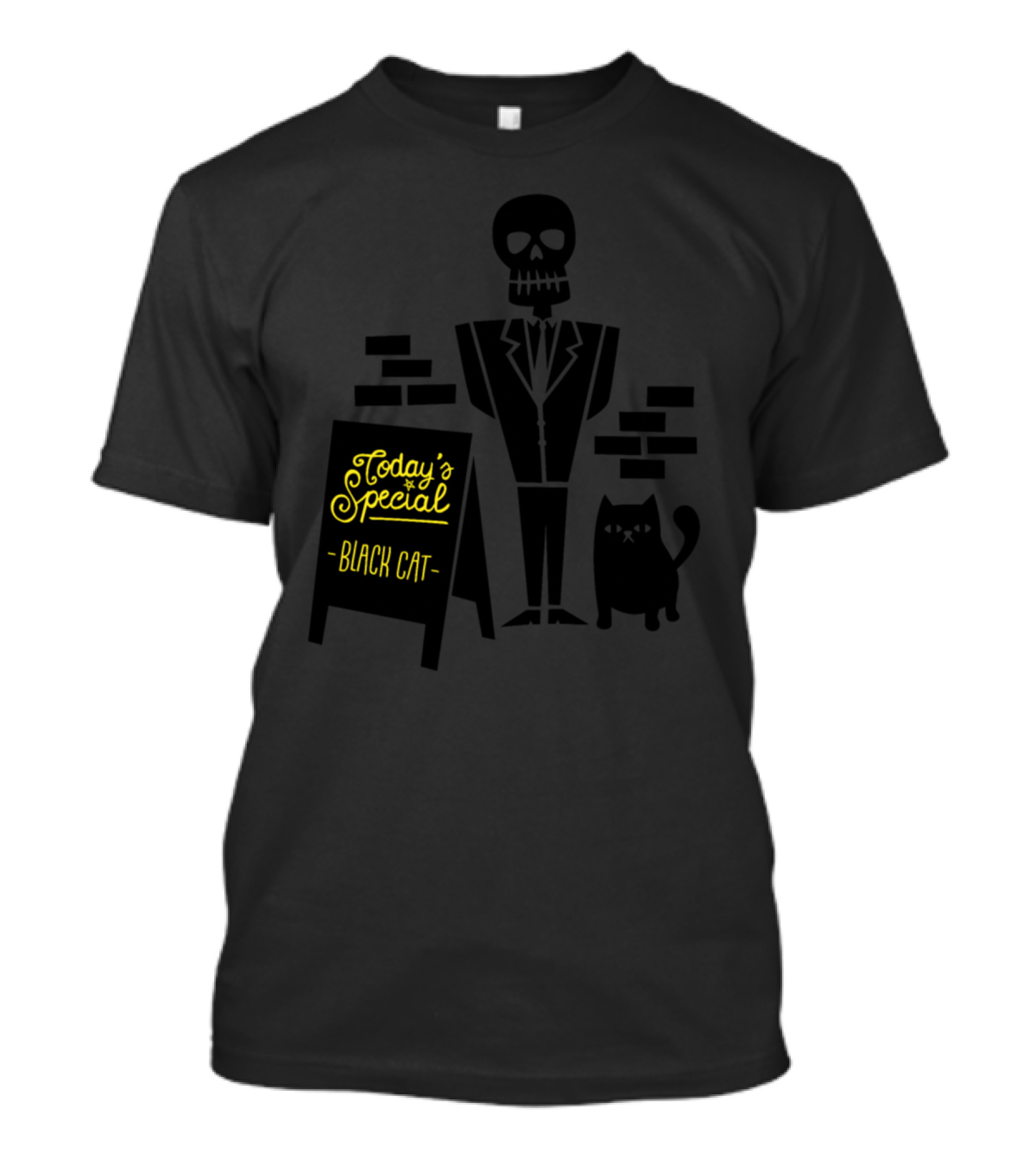 Today's Special Black Cat Skeleton T-Shirt