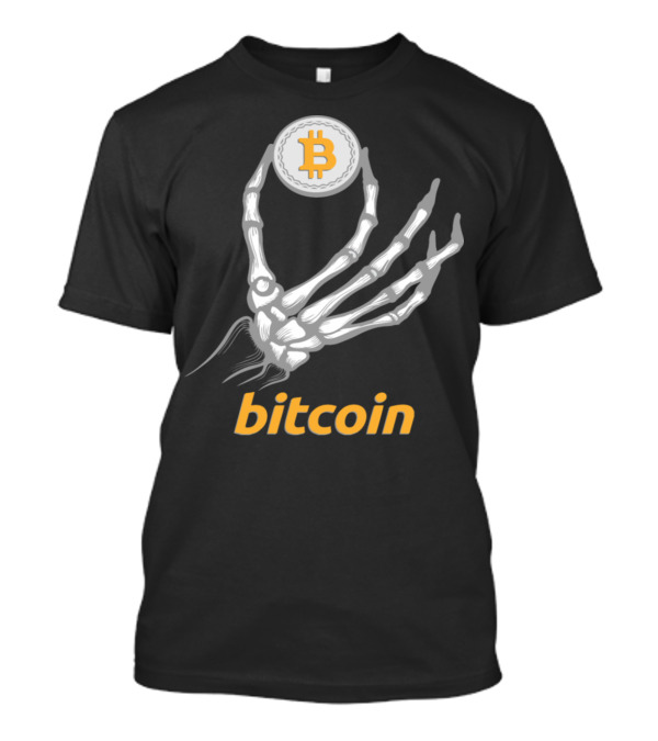 Bitcoin Skeleton Hand Holding Coin T-Shirt