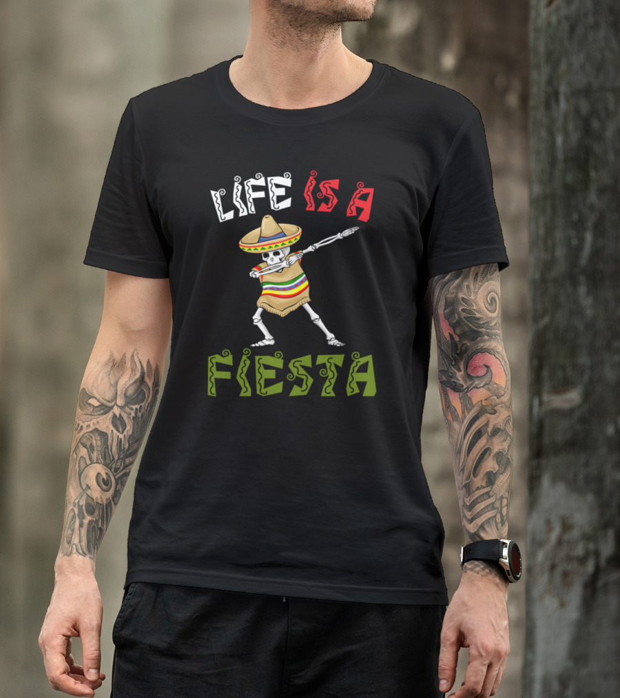 Cinco De Mayo Life Is A Fiesta Skeleton Sombrero Dance T-Shirt