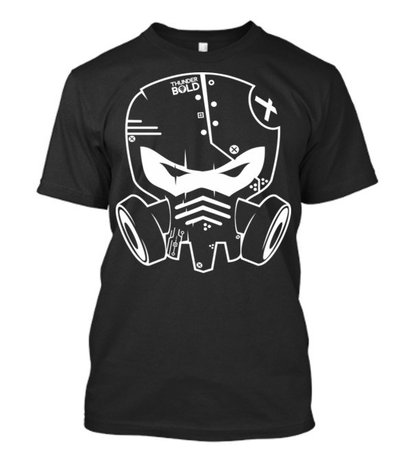 THUNDER BOLD Gas Mask Icon With Cross And Circuit Elements T-Shirt