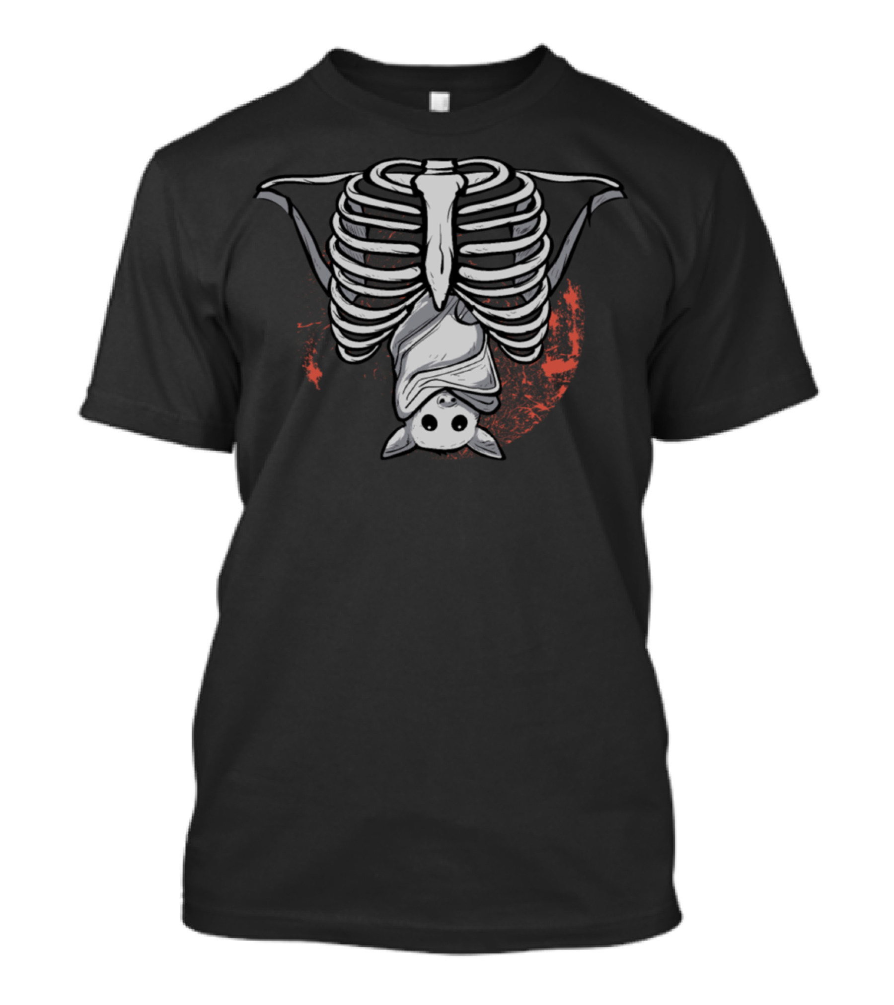 Bat Hanging Ribs Goth Skeleton Nu Goth T-Shirt