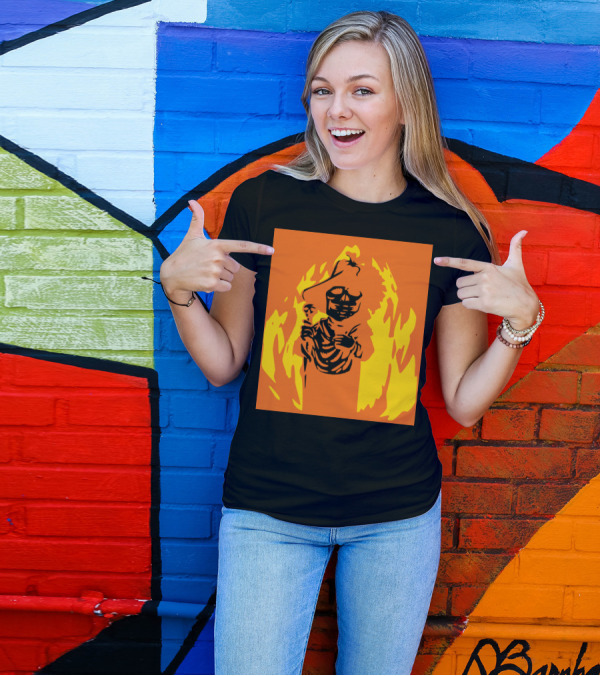 Phantom Skeleton Fiery Cloak And Tricorn Hat T-Shirt