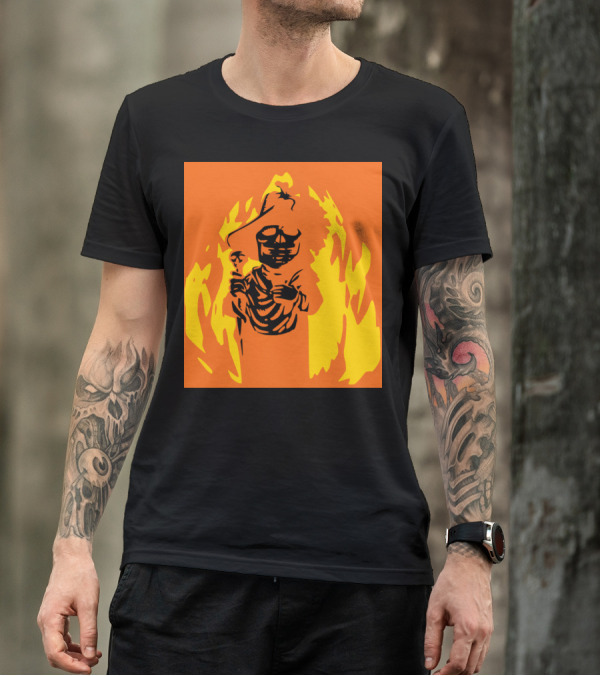 Phantom Skeleton Fiery Cloak And Tricorn Hat T-Shirt