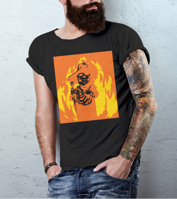 Phantom Skeleton Fiery Cloak And Tricorn Hat T-Shirt