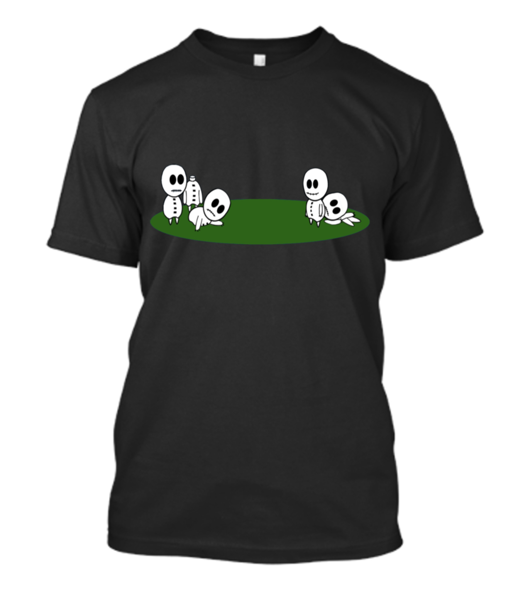 Greedy Bones Skeletons On Dark Green Field T-Shirt