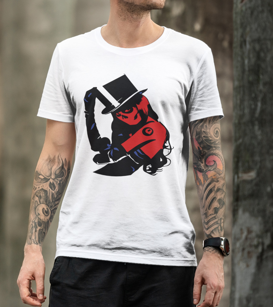 Darr Skull Girl Top Hat And Red Accents T-Shirt