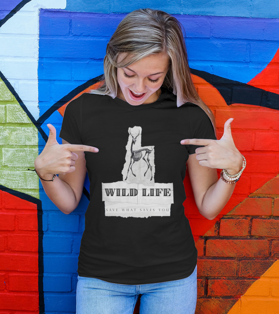 Wild Life Save What Saves You Skeleton Stag T-Shirt