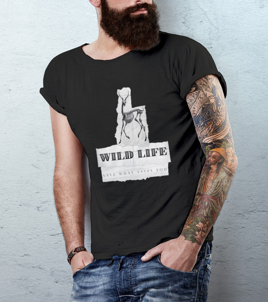 Wild Life Save What Saves You Skeleton Stag T-Shirt