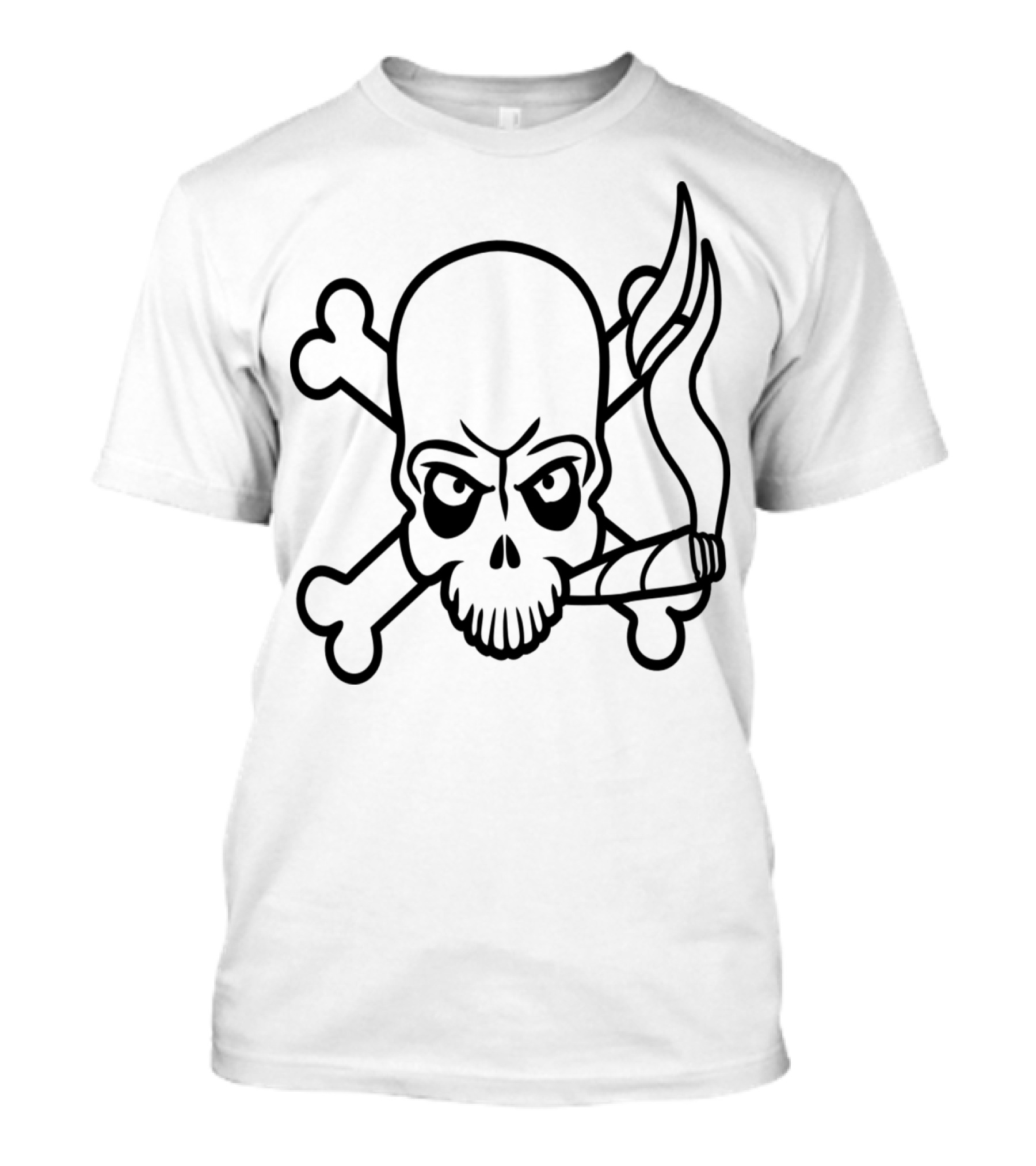 Weed Skull Smoking Crossbones T-Shirt