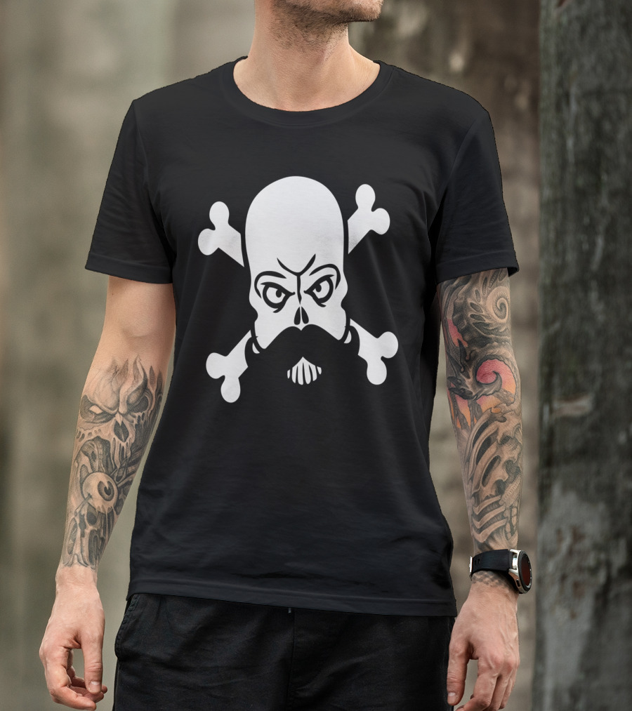 Mustache Skull And Crossbones Pirate T-Shirt