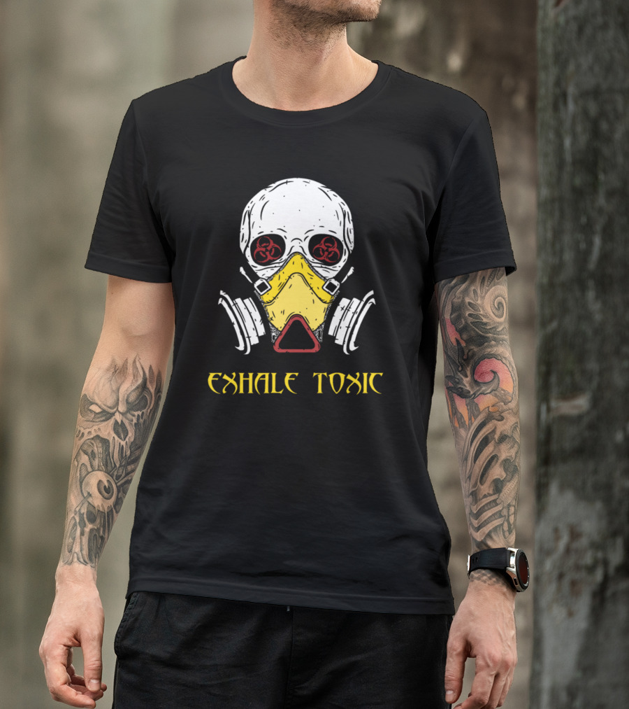 Exhale Toxic Skull With Biohazard Gas Mask T-Shirt