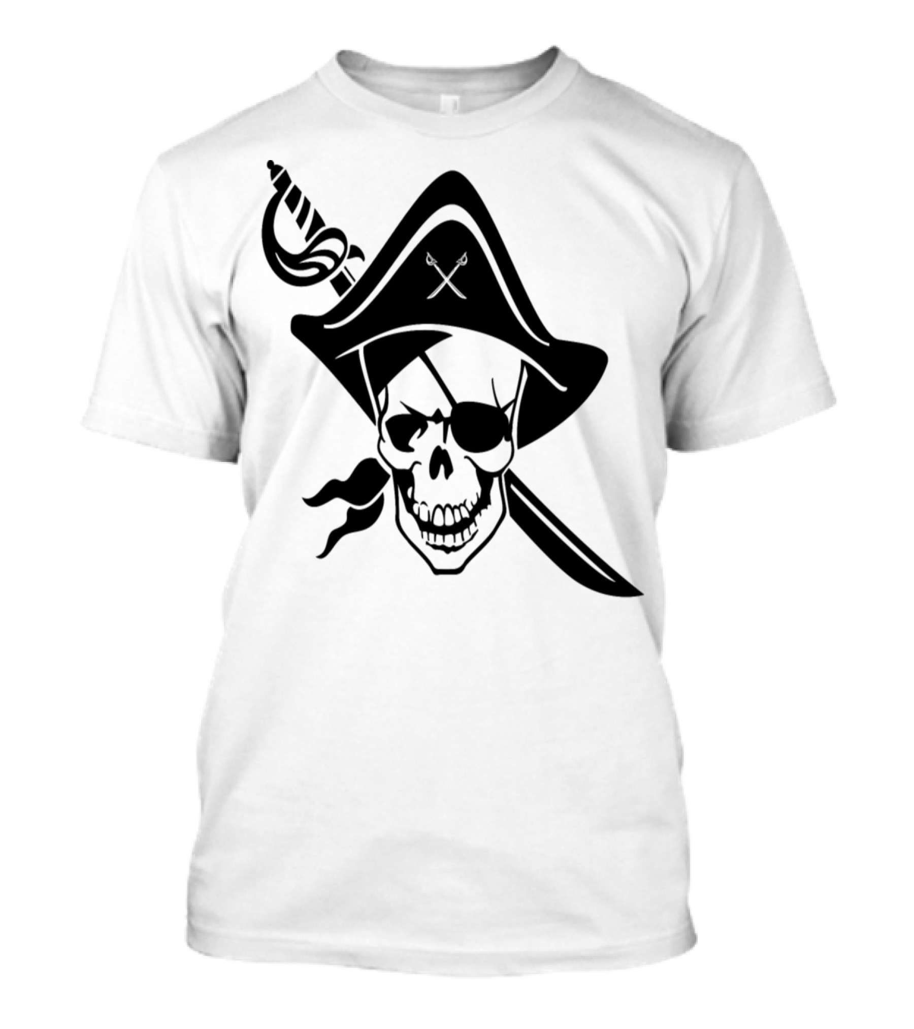 Pirate Skull With Crossed Swords And Eyepatch Emblem T-Shirt