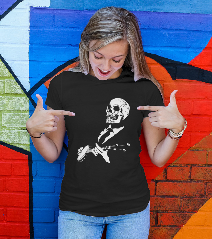 Banjo Playing Skull Musician In Suit T-Shirt