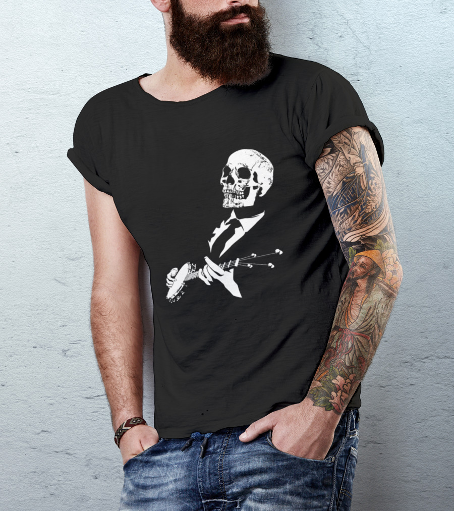 Banjo Playing Skull Musician In Suit T-Shirt