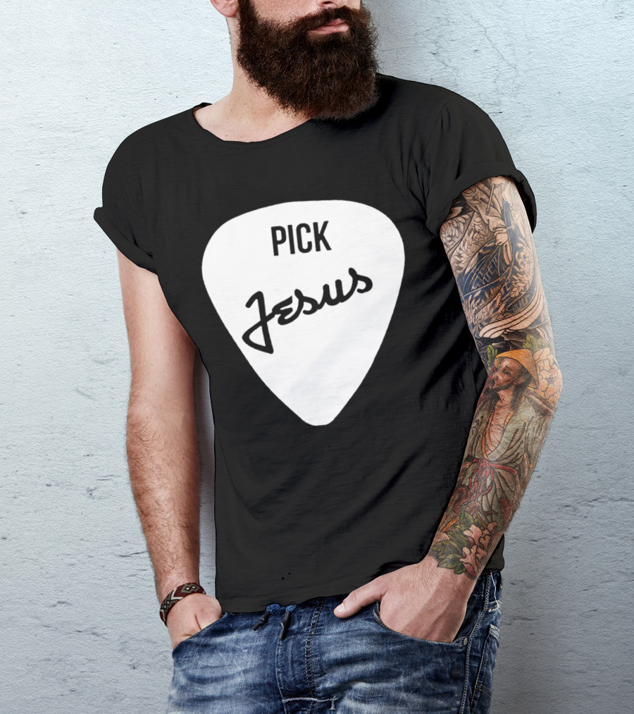 Pick Jesus Inside Guitar Pick Romans T-Shirt