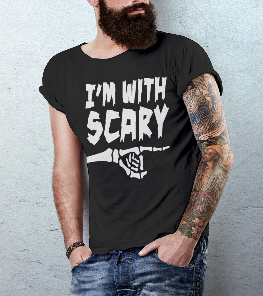 I'm With Scary Skeleton Hand Pointing T-Shirt