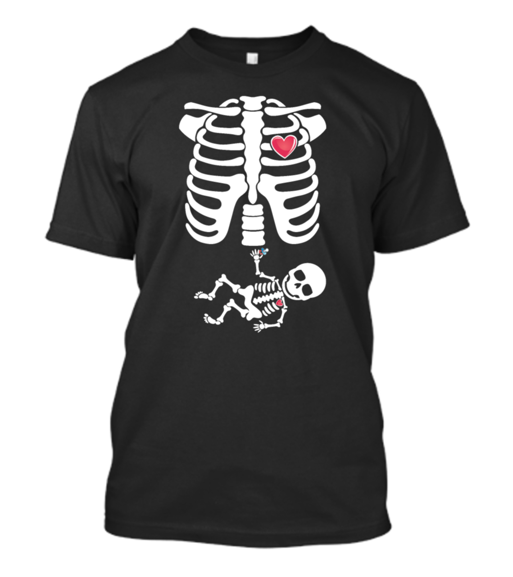 Schwanger Skelett Knochen Baby Costume Karneval Herz Ribcage Skeleton T-Shirt