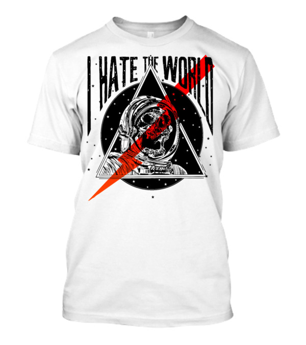 I Hate The World Skull Astronaut Triangle With Lightning Bolt T-Shirt