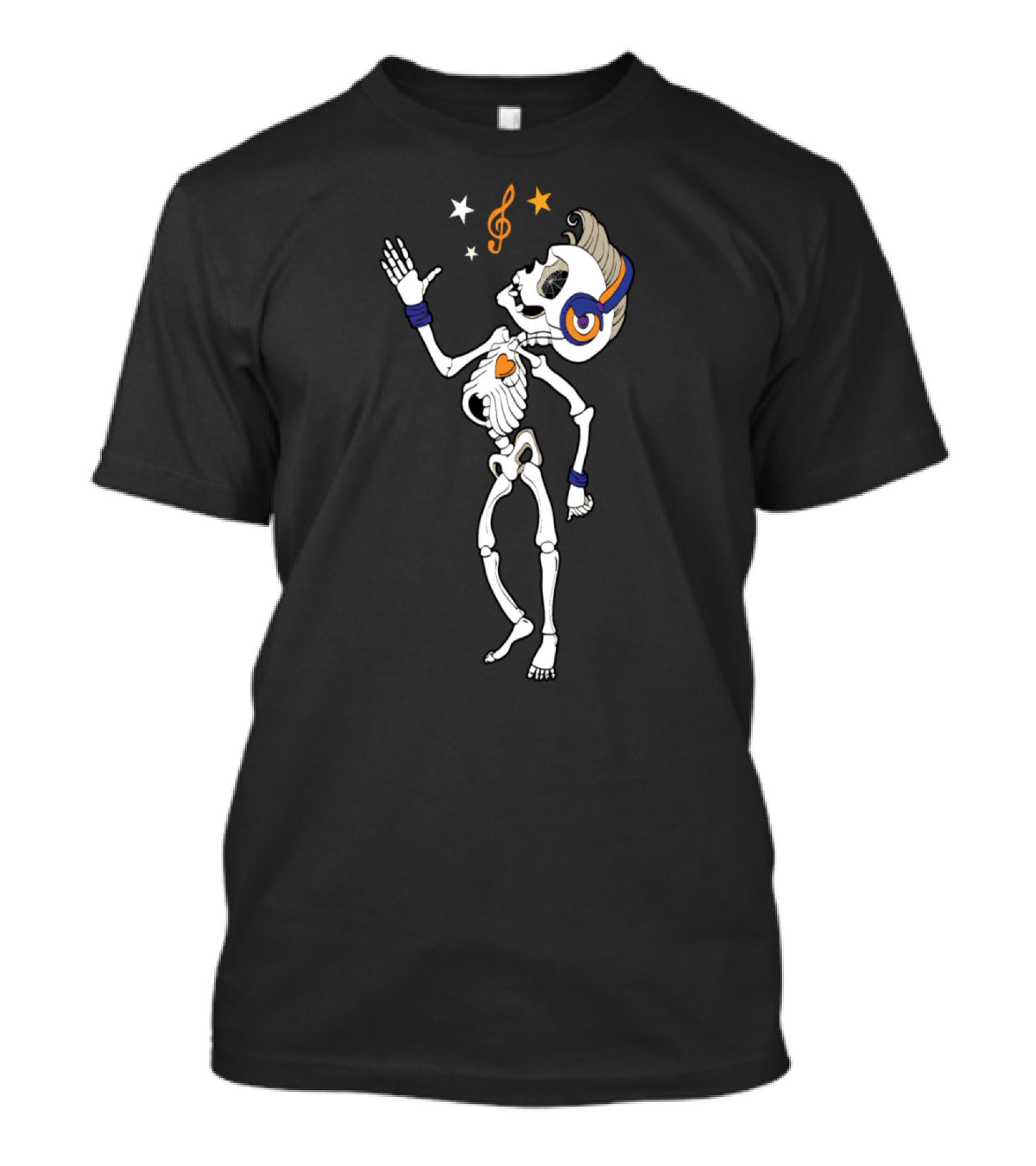 Dancing Skeleton Halloween Party Music Vibes T-Shirt