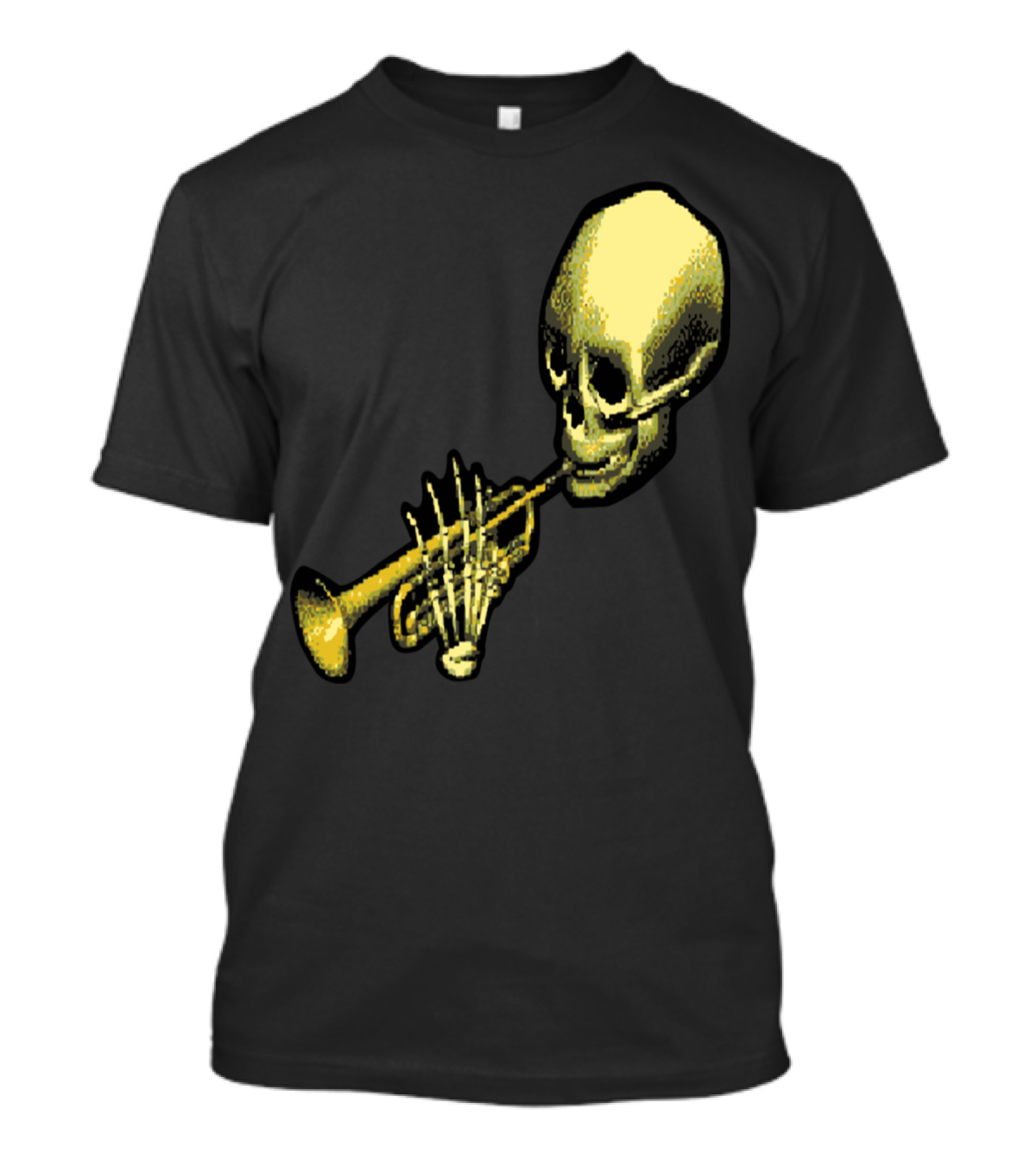 DootEvents Skull Trumpet Skeleton Retro 8-Bit Halloween Meme T-Shirt