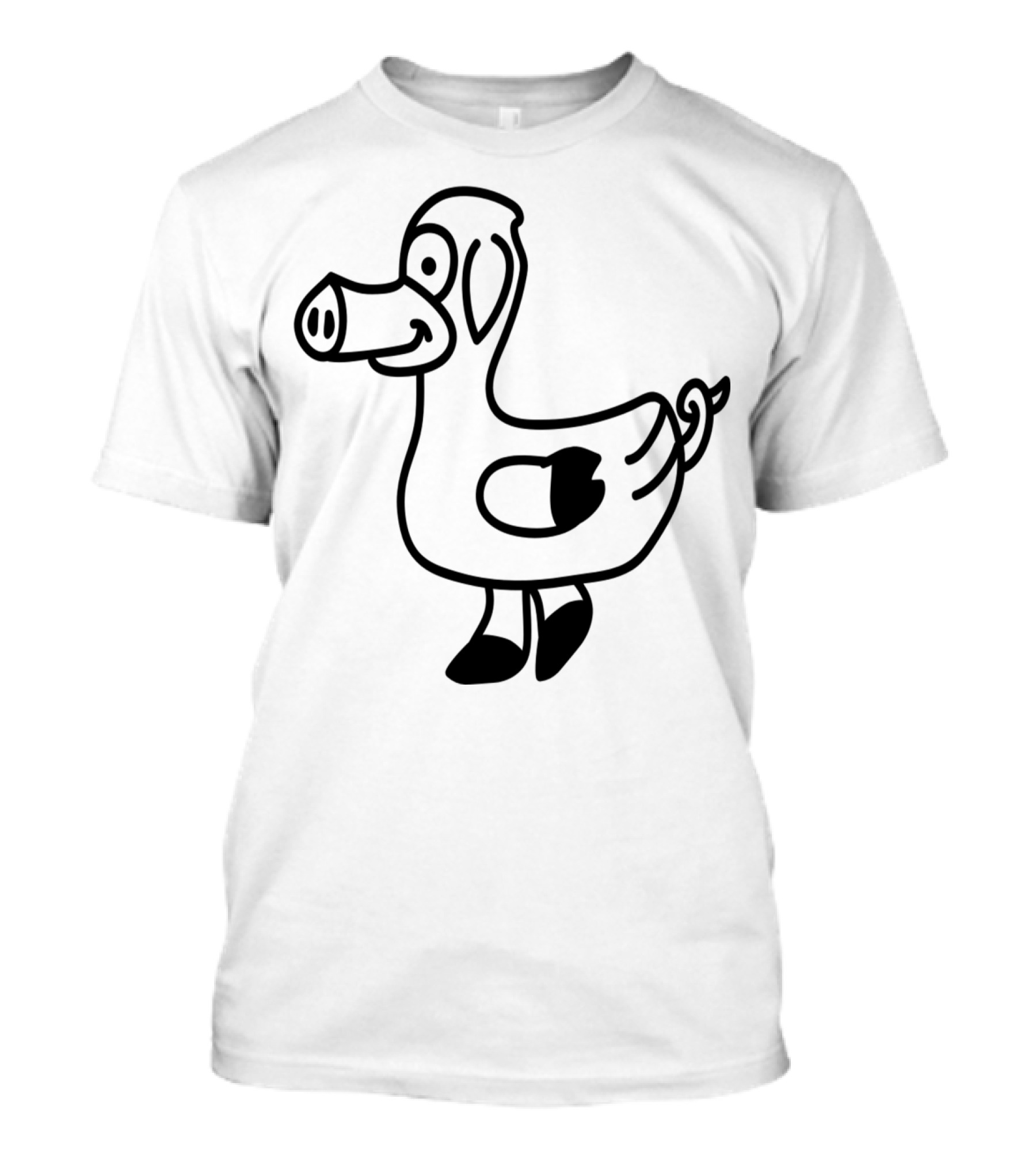 Pig Duck Hybrid Silhouette Outline 1c T-Shirt