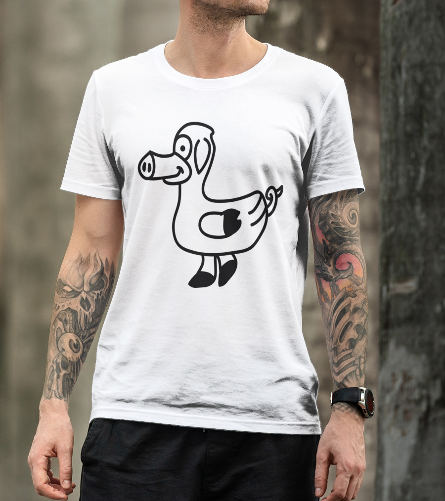 Pig Duck Hybrid Silhouette Outline 1c T-Shirt