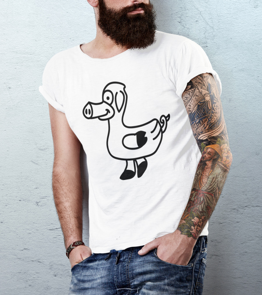 Pig Duck Hybrid Silhouette Outline 1c T-Shirt