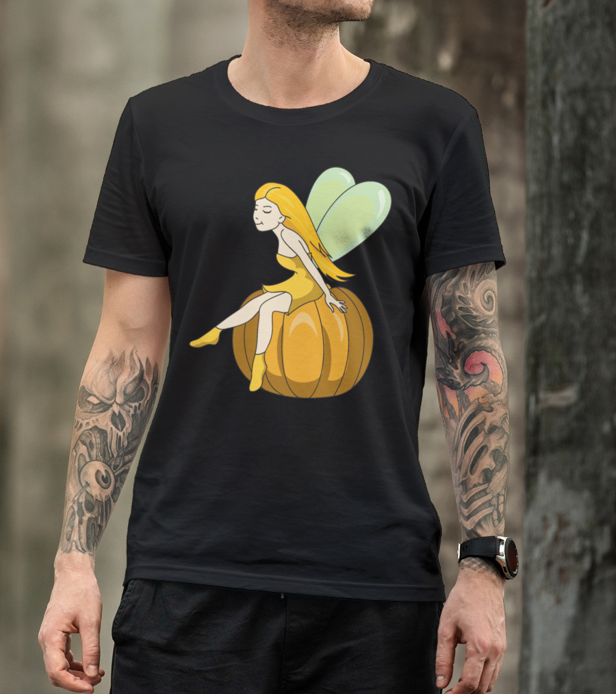 Halloween Elf Pumpkin Fairy Sitting On Jack-o'-Lantern T-Shirt