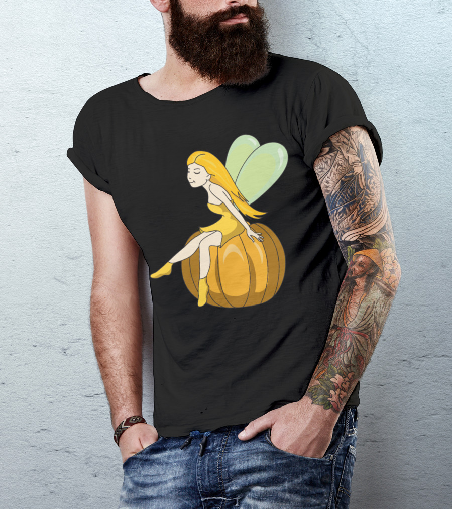 Halloween Elf Pumpkin Fairy Sitting On Jack-o'-Lantern T-Shirt