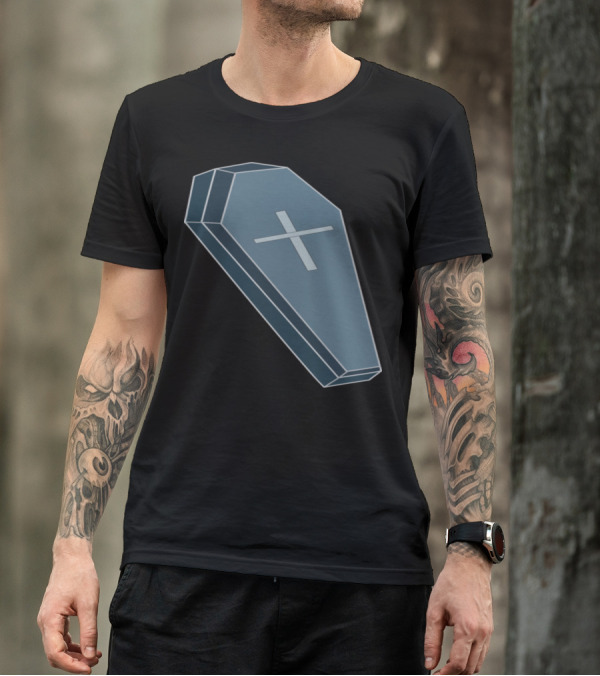 Halloween Coffin Casket With Cross T-Shirt