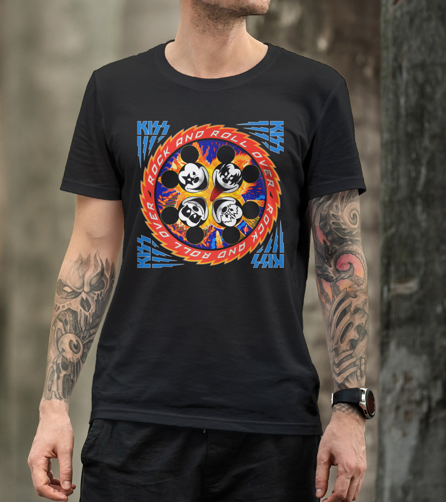 KISS Rock And Roll Over Mickey Mouse Faces T-Shirt